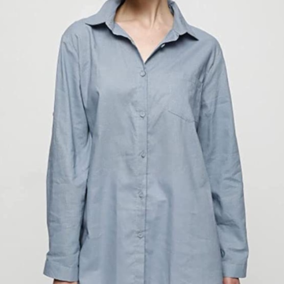 NWT White Linen Button Up Women's Blouse - Picture 1 of 6